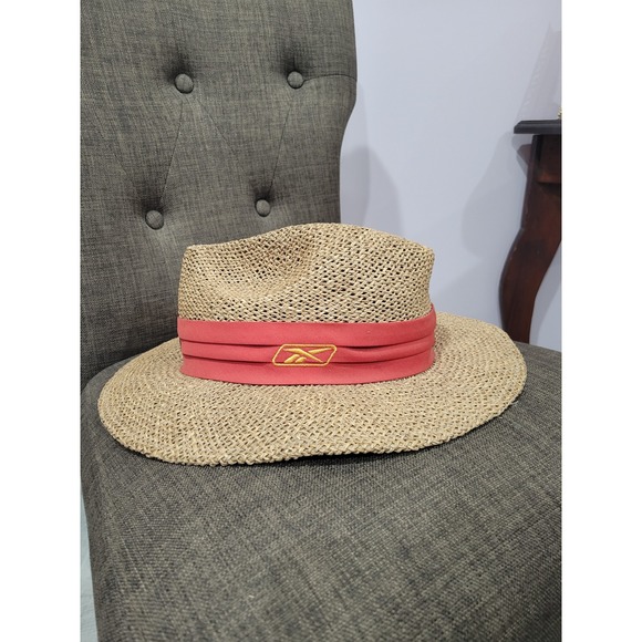 Vintage Kansas City Chiefs NFL Straw Fedora Hat On Field Reebok Team Apparel S/M - Picture 2 of 7